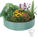 Galvanized Metal Planter Round Raised Garden Bed Kit for Gardening Outdoor，2x2x1ft Grow Garden Box Raised Flower Bed，Round Galvanized Planter Outdoor Metal Fire Pit Ring by GreenHaven Gardens