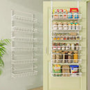 Over The Door Pantry Organizer, Wall Mount Spice Rack, Pantry Hanging Storage and Organization, 6 Adjustable Baskets Heavy-Duty Metal for Home & Kitchen, Back of Door Seasoning Rack - White by CozyNest Decor