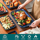 vancasso Stern Serving Platters Set of 3, 15/13/ 11 Inches Rectangular Serving Plates, Blue Serving Trays for Entertaining, Party by CozyNest Decor