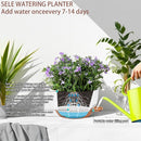 2 Pack 12 Inch Large Hanging Planters with Chains Self Watering White Brown Plastic Hanging Pots for Indoor Outdoor Plants, Garden Porch Home Decor，White Brown by GreenHaven Gardens