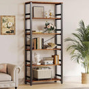 IRONCK Bookshelf, 31.5in Wide Shelf 6 Tier Bookcase, 110lbs/shelf Vintage Industrial Style Bookshelves for Bedroom, Living Room and Home Office, Vintage Brown by CozyNest Decor