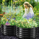 17" Tall Round Outdoor Garden Raised Garden Bed Kits- 0.8MM Thick Metal Raised Planter Bed/Ground Planter Box for Variety of Flowers,Herbs,Vegetables (Black, 32 inches Diameter) by GreenHaven Gardens