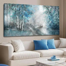 SOUGUAN Forest Wall Art for Living Room Foggy Tree Artwork Sunlight Wall Decor Nature Wall Decorations on Canvas 24"x48" Wall Paintings Ready to Hang by CozyNest Decor