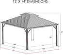 Kozyard Alexander Hardtop Aluminum Permanent Gazebo with a Mosquito Net and Privacy Sidewalls (Alexander 12'x14' (Brown) by GreenHaven Gardens