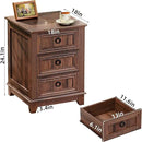 Farmhouse Night Stand Set of 2, 18" End Table with 3 Drawer Metal Handle, Dresser for Bedroom, Sofa Bed Side Table Chest of Drawers,Wood Nightstand Cabinet for Organizer, Living Room-Brown by CozyNest Decor
