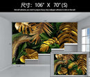 WFBHUA-Gold and Green Tropical Jungle Palm Leaf Wallpaper Mural Monstera Wall Mural for Living Room Bedroom (Not Peel and Stick) by CozyNest Decor