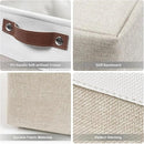Collapsible Fabric Storage Cubes 11x11 Cube Storage Bins, 4 Pack Closet Baskets Box with Handles for Organizing, Shelf, Toys, Clothes, Home, Office, Nursery (Beige&White) by CozyNest Decor