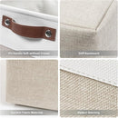 Storage Bins Large Fabric Storage Baskets for Shelves 3 Pack, Decorative Linen Closet Baskets with Handles for Organizing, Shelf, Clothes, Home, Office, 15x11x9.5Inches (Beige&White) by TinyTreasures Baby Boutique