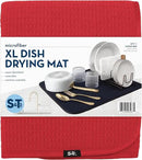 S&T INC. Dish Drying Mat XL, 18” x 24”, Absorbent Microfiber Kitchen Counter Mat, Dish Drying Pad for Dishes, Utensils, Pots and Pans, Extra Large, Red by CozyNest Decor