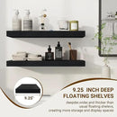 24 Inch Floating Shelves, 24"x9.25"x1.5" Inch Deep Floating Shelves for Wall, Wooden Shelves for Bathroom, Bedroom, Living Room, Black by CozyNest Decor