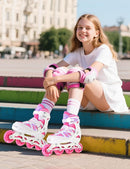 2PM SPORTS Vinal Girls Adjustable Flashing Inline Skates, All Wheels Light Up, Fun Illuminating Skates for Kids Men Adult Women and Boys by TinyTreasures Baby Boutique