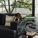 3 Pieces Corduroy Couch Set for Living Room, 7 Seats Cloud Sofa, Deep Seat Floor Couch for Bedroom, Futon Modern Sofa Sectional Bed, Black Corduroy by CozyNest Decor