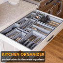 SpaceAid 14-Piece Bamboo Drawer Organizer Storage Boxes Set, Wood Tray Junk Drawer Organizers Multi-Use Divider Bins for Kitchen, Bathroom, Office Desk and Makeup Organization (14 Pack, Gray) by CozyNest Decor