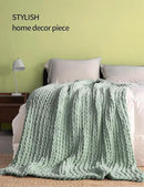YnM Chunky Throw Blanket, Medium-Weight, Hand Knitted with Chenille Yarn, Skin Friendly, Ventilated and Breathable, Machine Washable, Home Décor Piece for Couch, Sofa and Bed (Sage Green, 30x40 Inch) by CozyNest Decor
