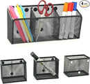 Neudeco Magnetic Pencil Holder, Locker Shelf Organizer, Metal Storage Basket for Whiteboard, Refrigerator, Ideal Cabinet for School, Black (Pack 4) by CozyNest Decor