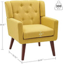 Accent Chair Button-Tufted Upholstered Living Room Chairs Comfy Reading Chair Mid Century Modern Chair with Linen Fabric Lounge Arm Chairs for Living Room Bedroom (Yellow Set of 2) by CozyNest Decor