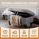 Ottoman Rectangular Storage Ottoman Bench, Flannel Footrest Stool Footstool with Lid for Living Room, Bedroom, Entryway, Gray, 28.5"x19"x17.5" by CozyNest Decor