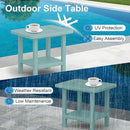 Outdoor Side Table - 2-Tier Storage All Weather Outdoor End Table for Patio - HDPE Morden Easy Maintenance Adirondack Side Table for Pool Porch Balcony Garden Lawn Backyard Outside Indoor by GreenHaven Gardens