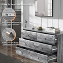 VINGLI Gray Dresser 6 Drawer, 54" Long Dresser for Bedroom, Wood Chest of Drawers with Textured Drawer Fronts, Rustic Grey Dressers Chest, 14.5" D x 53.9" W x 29.1" H by TinyTreasures Baby Boutique