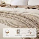 Joydeco Chunky Cable Knit Throw Blanket, Lightweight 100% Organic Cotton Soft Cozy Throw Twin Blanket for Couch Bed and Sofa, Rustic Breathable Farmhouse Blanket Gift for Women Men(Beige, 60"x80") by CozyNest Decor