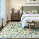 Wonnitar Machine Washable Area Rugs 9x12, Soft Sage Green Floral Rug for Living Room Bedroom, Ultra-Thin Large Foldable Boho Carpets for Playroom Classroom Dining Room by TinyTreasures Baby Boutique