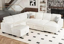 Belffin Oversized Sofa Bed Modular Sectional Sleeper Sofa with Pull Out Bed L Shaped Couch with Storage Chaise White Couch by CozyNest Decor
