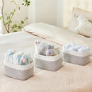 Small Cotton Rope Storage Basket Set of 3-11"x7"x7" Perfect Woven Baskets for Storage, Ideal Storage Baskets for Organizing Toys, Towels, and More - Baskets for Shelves（White & Mixed Grey） by TinyTreasures Baby Boutique