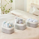 Small Cotton Rope Storage Basket Set of 3-11"x7"x7" Perfect Woven Baskets for Storage, Ideal Storage Baskets for Organizing Toys, Towels, and More - Baskets for Shelves（White & Mixed Grey） by CozyNest Decor