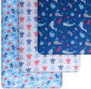 GROW WILD Blue Ocean Baby Crib Sheets for Boys (3 Pack) - Jersey Knit Fitted Sheet (52" x 28"), Toddler Bedding Set & Baby Boy Crib Bedding Set, Turtles and Sea Animals Theme by TinyTreasures Baby Boutique
