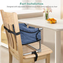 Booster Seat for Dining Table: Portable Toddler Booster Chair with Safety Buckle and Height Adjustable, Foldable Baby Feeding Chair, Kids High Chair Booster Seat for Kitchen Home Travel - Navy Blue by TinyTreasures Baby Boutique