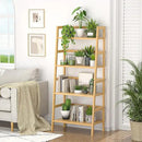 Homykic Bamboo Bookshelf 4-Tier Ladder Shelf, 49.2” Freestanding Open Bookcase Book Shelf Bathroom Storage Shelf Unit Plant Stand for Small Space, Bedroom, Living Room, Home Office, Natural by CozyNest Decor