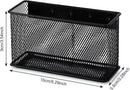 Wire Mesh Storage Baskets Organizer Set of 2 Black Magnetic Basket with 5 Strong Magnets Magnetic Organizer Holder for Refrigerator Locker Whiteboard Office, 6.29'' × 2.28'' × 3.54'' by CozyNest Decor