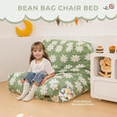 MAXYOYO Bean Bag Chair Bed for Kids, Convertible Bean Bag from Lazy Chair to Floor Bed, Fresh Floral Design Cover, Stuffed Floor Sofa Couch for Boys and Girls, High-Density Foam Filling, Green by CozyNest Decor