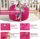 3FT Bean Bag Chair, Comfy Bean Bag Chairs with Memory Foam Filled, Fluffy Beanbag Sofa with Dutch Velvet Cover, Round BeanBag Chairs for Living Room, Playroom - Pink by TinyTreasures Baby Boutique