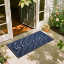 Yimobra Welcome Mat Outdoor Indoor, All-Season Waterproof Front Door Mat Outside Entrance, All-Weather Heavy Duty Non-Slip Doormat, Low Profile Porch Patio Entrance Mats, 47x24, Blue by CozyNest Decor