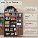 71" Tall Arched Bathroom Storage Cabinet, Modern Fluted Storage Cabinet w/Doors, 3 Adjustable Shelves, 6 Door Shelves, Wood Freestanding Cabinet for Bathroom, Entryway, Hallway, Brown by CozyNest Decor