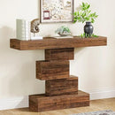 Tribesigns 42.5" Farmhouse Console Table, Narrow Wood Sofa Table Behind Couch with Geometric Base, Industrial Entryway Accent Table for Living Room, Hallway, Entrance (Rustic Brown) by CozyNest Decor