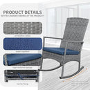 Rocking Chair Outdoor 3 Pieces High-Backed Patio Rocking Chairs Bistro Table and Chairs Set of 2, Navy Blue by GreenHaven Gardens