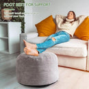 HIGOGOGO Round Stuffed Pouf Ottoman, Corduroy Poufs with Foam Chunk Filling, Furry and Fluffy Pouf Foot Stool Storage Ottoman, 26 X 18 Floor Poufs Foot Rest for Living Room, Grey by CozyNest Decor