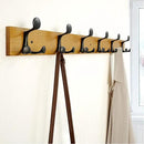 SKOLOO 39-Inch Light Brown Wood Coat Rack Wall Mount with 6 Triple Hooks - Ideal for Family Entrances, Classrooms, and Pet Supplies Storage - Perfect Coat Hooks for Wall by CozyNest Decor