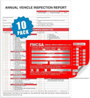 Goldenfox DOT Inspection Forms and Stickers,10-Pack,3-Ply Carbonless Annual Vehicle Inspection Report Form(8.5" x 11.75) with Red Exterior Aluminum Inspection Label(6"x3.5"), Permanent Adhesive. by GreenHaven Gardens