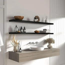 Wood Floating Shelves for Wall Decor, Rustic Wall Shelves for Bedroom Bathroom Kitchen Living Room, Set of 4 Black 48 Inch by CozyNest Decor