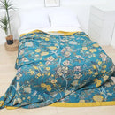 Snycler Boho Throw Blanket for Bed - 100% Cotton Ultra Soft Rustic Quilt Blanket Green Bird Floral Printed Farmhouse Decor Bed Blankets, 60"×80" All Season Rustic Throw for Sofa Couch Chair by CozyNest Decor