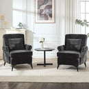 KCC Mid-Century Accent Chairs Set of 2,Chenille Modern Upholstered Single Sofa,Cozy Armchair with Back for Bedroom/Office/Cafe,Black by CozyNest Decor