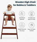 Alpine Wooden High Chairs for Babies and Toddlers with Safety Strap, Commercial Grade Restaurant High Chair, Durable Wood Space Saver Baby Feeding Chair, Ideal for Dining Spaces (2 Pack, Mahogany) by TinyTreasures Baby Boutique