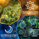 Flacchi Solar Powered Hanging Iron Sphere Lights with Artificial Greenery – 12Inch 120 LED Waterproof Outdoor Decor Ball Light with Timer & 8 Modes – 2 Pack for Garden, Christmas, Weddings(Blue) by GreenHaven Gardens