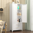 Kitchen Pantry Cabinet, 75" Tall Metal Pantry Cabinet with Two Drawers, Food Cupboards with Doors and Shelves, Freestanding Storage Cabinets for Dining, Living Room, White, Assemble Required by CozyNest Decor