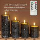 Halloween Flameless Candles, 4 Pack Battery Operated Halloween Candles with Remote, Wax LED Fake Pillar Candles Fireplace/Shelf Decor D3 H 5" 6" 7" 9" Black by CozyNest Decor