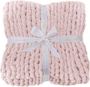 Bigacogo Chunky Knit Throw Blanket for Couch, 51x63 inches, 100% Hand Knitted with Thick Jumbo Chenille Yarn, Cozy Soft Large Rope Knot Cable Crochet Blankets for Sofa Bed Living Room, Rose Tan by CozyNest Decor