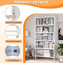 69.3" H Home Office Bookcase Shelf Storage,5 Tier Bookcase with Open Display Shelves,Industrial Wide Bookshelf with Metal Frame for Home Office, Living Room, Bed Room (34.1" W) by CozyNest Decor